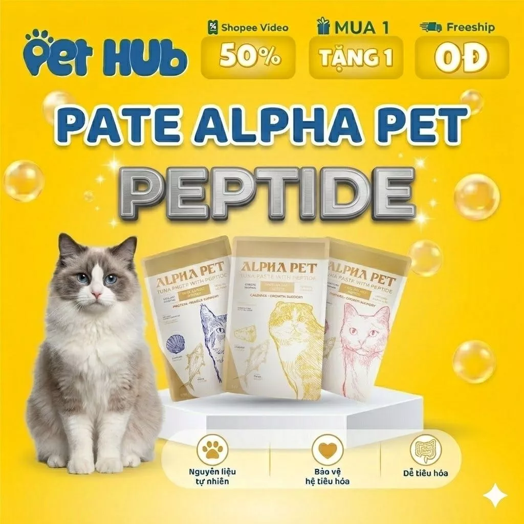Pate Alpha Pet Cá Ngừ Cho Mèo Peptide Gói 60g - 8 Vị Topping