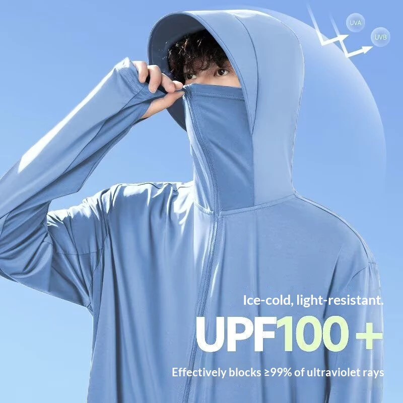 Quần áo chống nắng cho nam Upf100 chống nắng kèm áo khoác có mũ trùm đầu