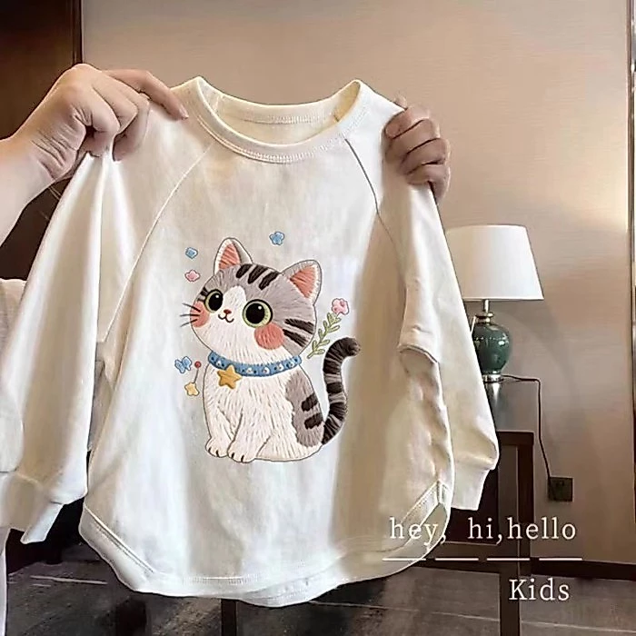 Bé Gái Xuân Thu Hoạt Hình Đáy Cotton Áo Sơ Mi Phong Cách Phương Tây Lớn Trẻ Em Dài Tay Mặc Mùa T