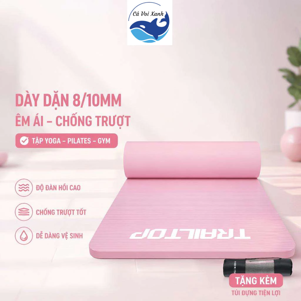 【COD】Thảm Yoga Gym Dày 8-10mm Chống Trượt Êm Ái Tập Thể Dục Pilates Tại Nhà Du Lịch Dã Ngoại
