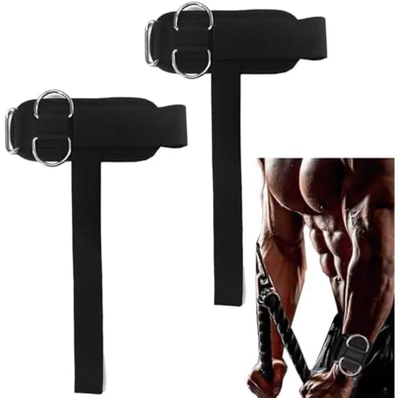 Dây nâng tạ có nhẫn D, Tay cầm cử tạ hỗ trợ cổ tay, Đen