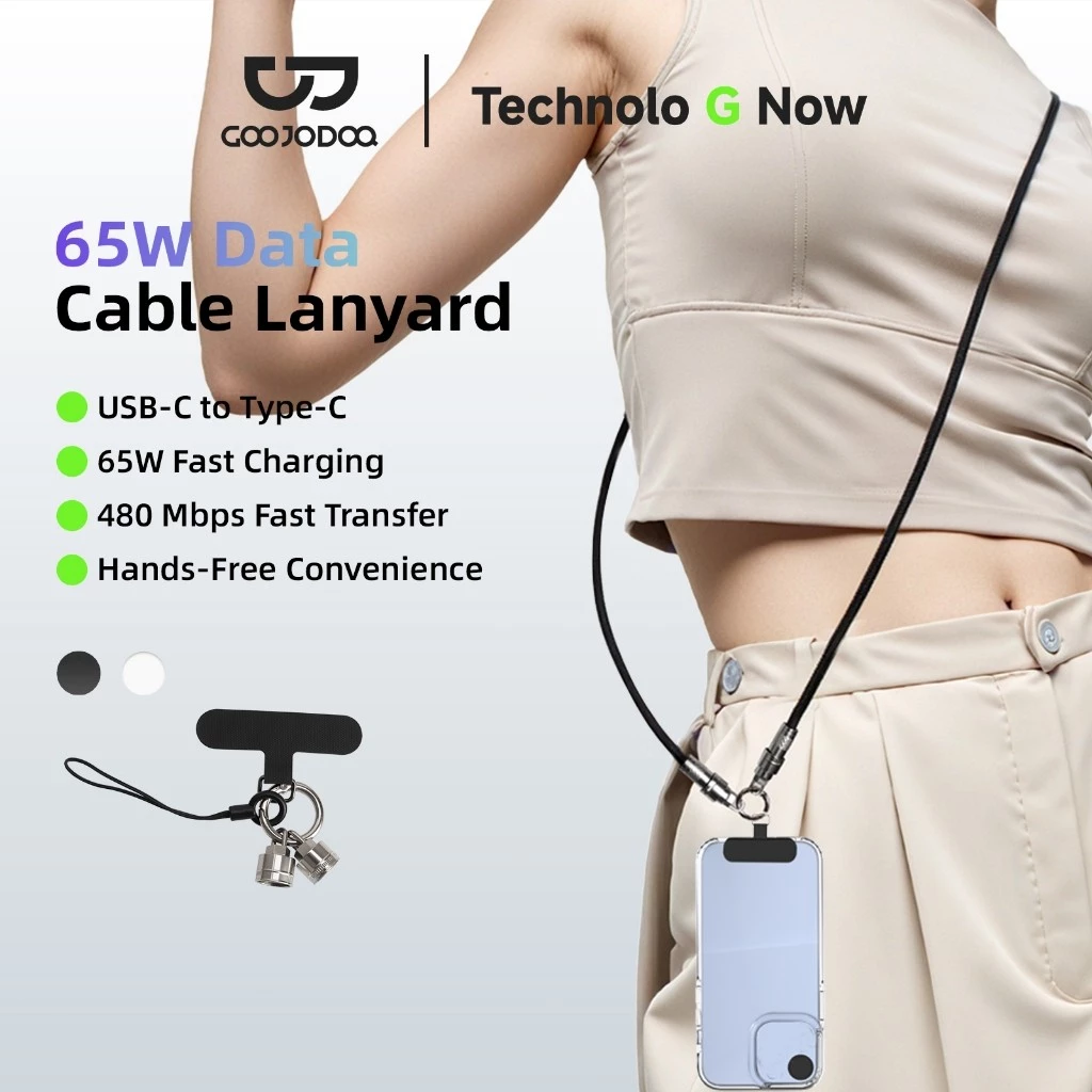GOOJODOQ 2 trong 1 65W Sạc Nhanh Cáp Dữ Liệu Dây Buộc Cho Quạt Điện Thoại Di Động Tai Nghe Dây Treo Chắc Chắn