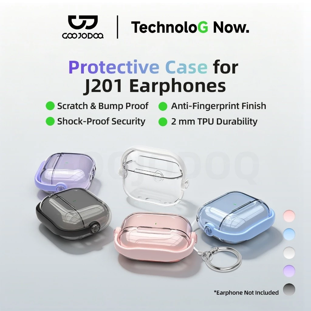 Ốp bảo vệ trong suốt tai nghe Bluetooth GOOOJodoQ, Chất liệu TPU chống vân tay, Tương thích với J201