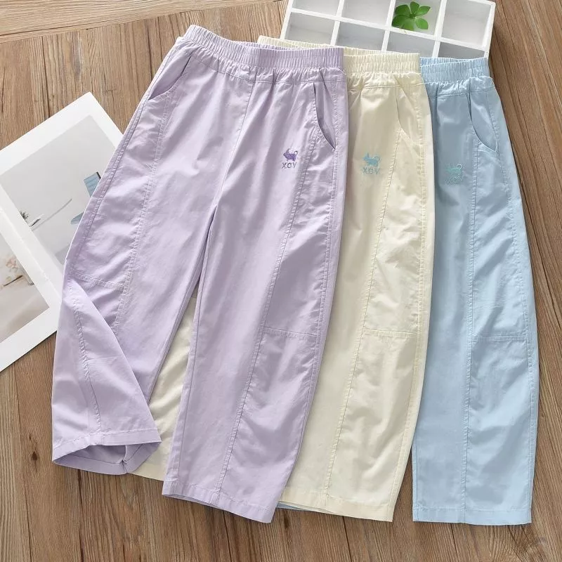 Quần cotton cho bé gái – Dáng cong rộng rãi, chống muỗi nhẹ, thoáng mát dễ phối mùa hè