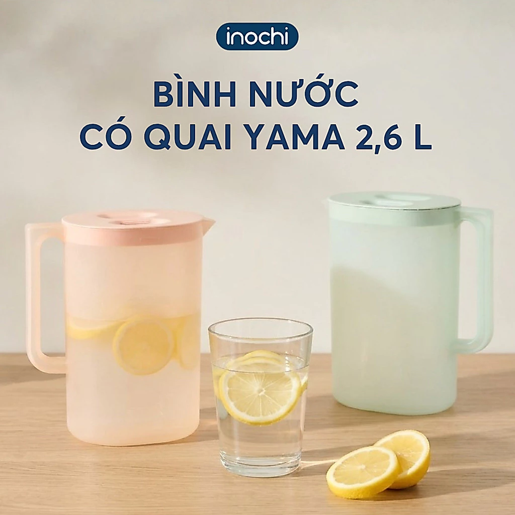 Bình nước có quai Inochi Yama 2.6L - Nhựa PP an toàn BPA Free | Dung tích lớn | Nắp kín chống rò rỉ