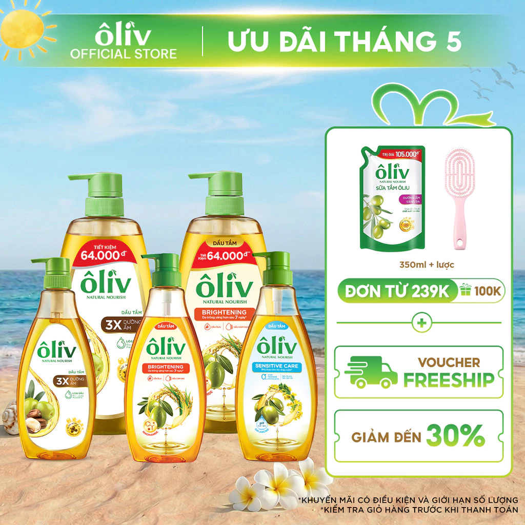 Dầu Tắm ÔLIV 3X Dưỡng Ẩm/Dưỡng Sáng Da/Dành Cho Làn Da Nhạy Cảm 250ML/650ML/1L
