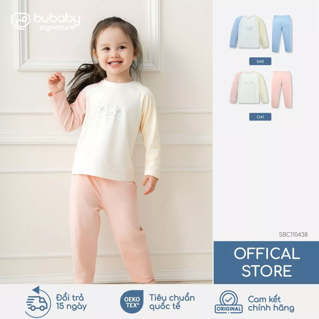 BU Baby Bộ dài tay thỏ Tinny Bunny Signature - N, bộ trẻ em | Quần áo trẻ em cao cấp | SBC110438