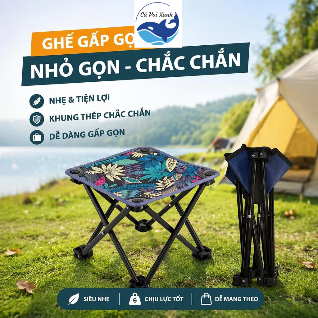 【COD】Ghế Gấp Gọn Camping Trailtop Ghế Dã Ngoại Du Lịch Chịu Tải 120KG Vải Oxford 600D Siêu Bền