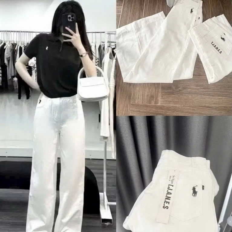 Quần jean bò kaki ống rộng suông xuông nữ jeans cạp cao phong cách style WJeans016
