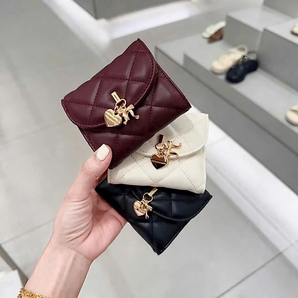 Ví nữ Ví charm tim dáng gấp size 10 full box mẫu mới basic 710#