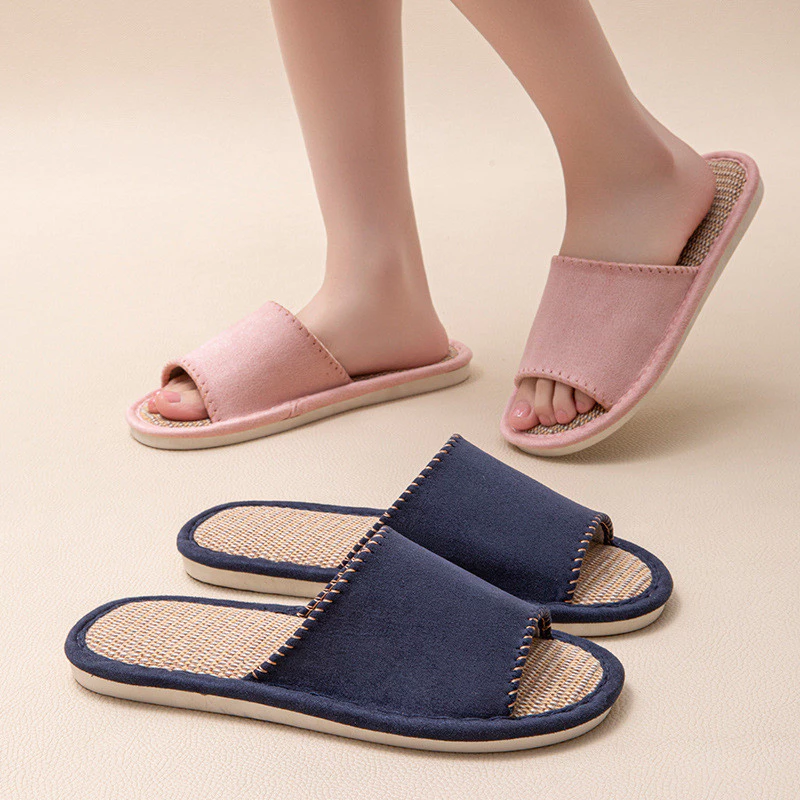 Dép Đi Trong Nhà Vải Cotton Linen Cao Cấp, Dép Quai Ngang Êm Chân, Thoáng Khí Cho Nam Và Nữ
