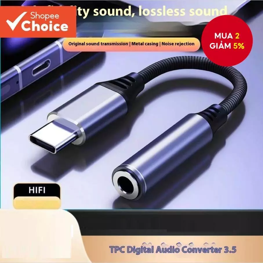 USB C sang 3,5mm AUX Jack Bộ chuyển đổi tai nghe TypeC sang 3,5mm Bộ chuyển đổi âm thanh cho điện thoại di động