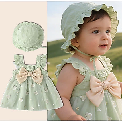 2pcs bộ trẻ sơ sinh mùa hè jumpsuit cô gái ngọt ngào xanh lá cây công chúa váy đẹp lễ hội quần áo 0-24M