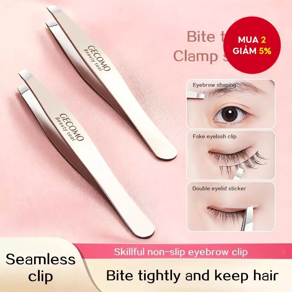 Nhíp nghiêng đầu GECOMO – Nhíp chính xác bằng thép không gỉ để tẩy lông mày