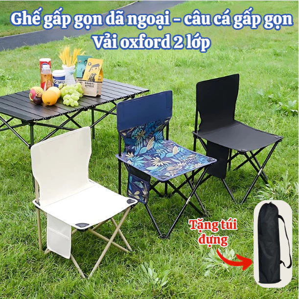 Ghế gấp gọn du lịch dã ngoại 2 lớp chắc chắn , ghế câu cá, ghế gấp di động tặng kèm túi đựng tiện lợi nhamoivn