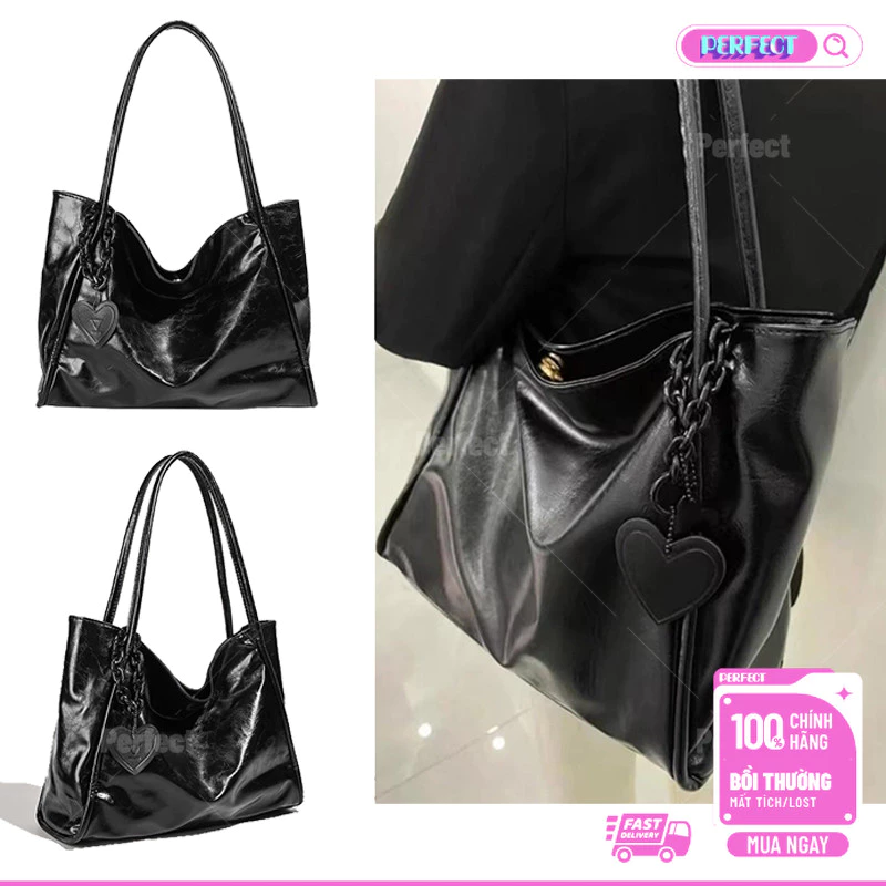 Túi Tote Mặt Dây Chuyền Tình Yêu Thời Trang Mới, Túi Đeo Vai Đa Năng Chất Lượng Cao, Túi Sát Nách