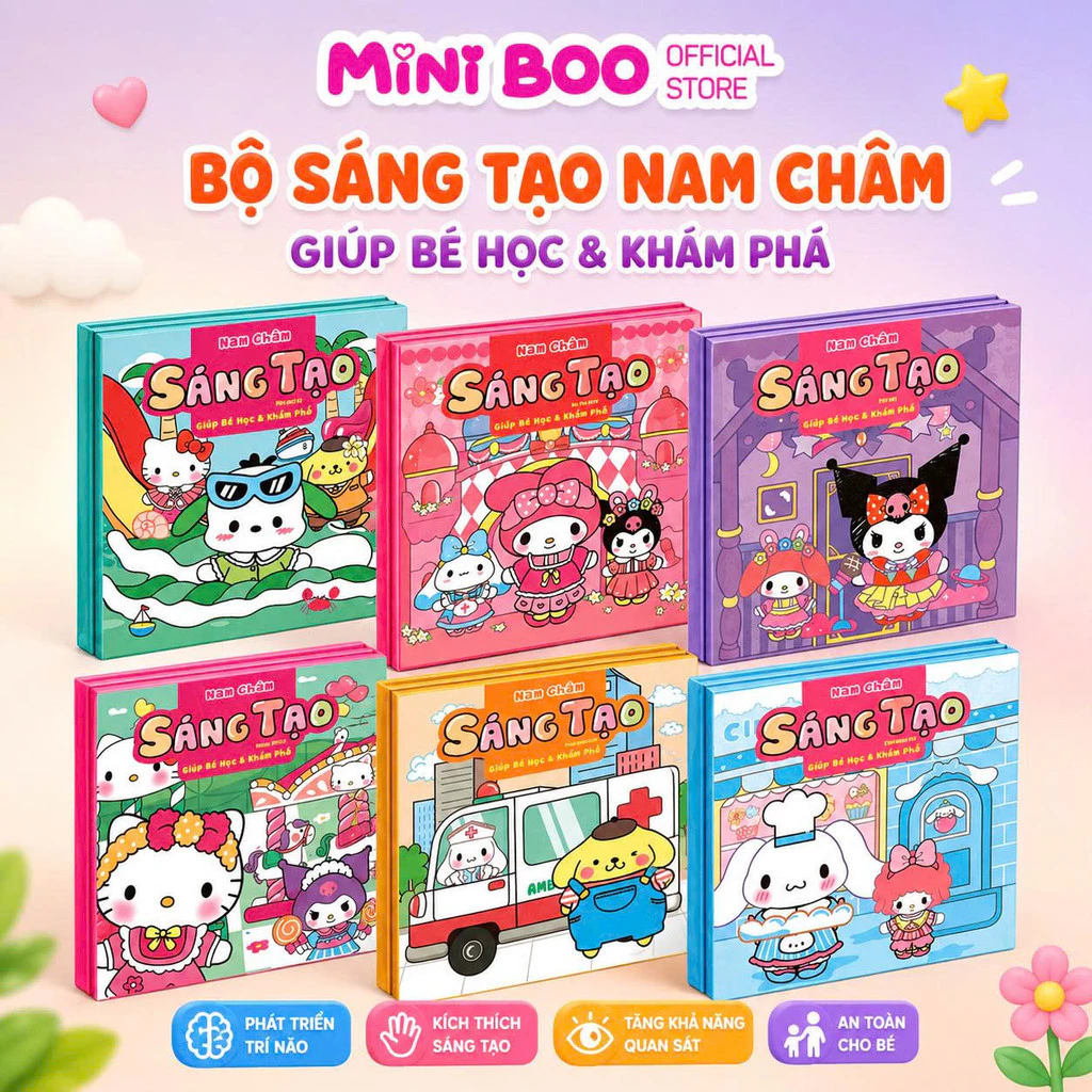 Đồ chơi tranh dán từ tính nam châm, sách dán nam châm Kuromi nhân vật hoạt hình đáng yêu