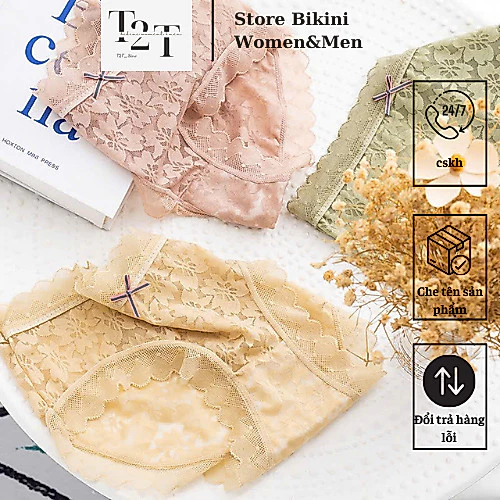 Set 5 quần lót ren họa tiết lá mịn màng mát lạnh cao cấp - Allur Underwear