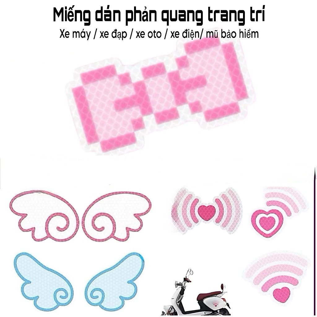 Miếng Dán Trang Trí Phản Quang Hình Nơ – Dán Xe Máy, Xe Điện, Ô Tô, Mũ Bảo Hiểm – Chống Trầy Xước, Cảnh Báo Ban Đêm