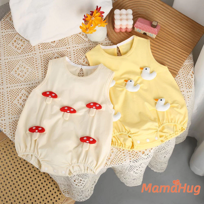 Mùa Hè Bé Gái Áo Liền Quần Sơ Sinh Quần Áo Trẻ Sơ Sinh Cotton Không Tay Vai Rộng Body Tập Đi Bé Gái Trang Phục Hoạt Hình Dễ Thương Quần Áo Cho Bé Mỏng Thoáng Khí Jumpsuit Một Mảnh Bé Mặc