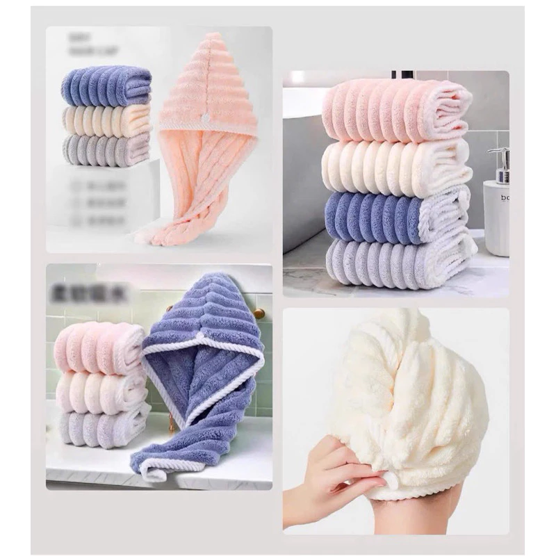 Mũ Quấn Tóc Lông Dệt Sóng Siêu Thấm Hút - Khăn Bông Ủ Quấn Tóc Nhanh Khô Hàng Nội Địa Trung Cao Cấp [ngocanhngocanh98]