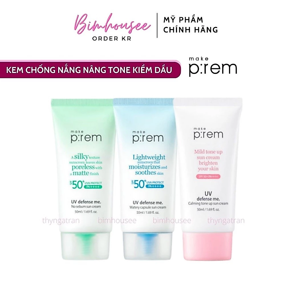 Kem chống nắng cho da mụn Make Prem P:rem No Sebum xanh lá Apieu MADECASSOSIDE SUN CREAM SPF39++