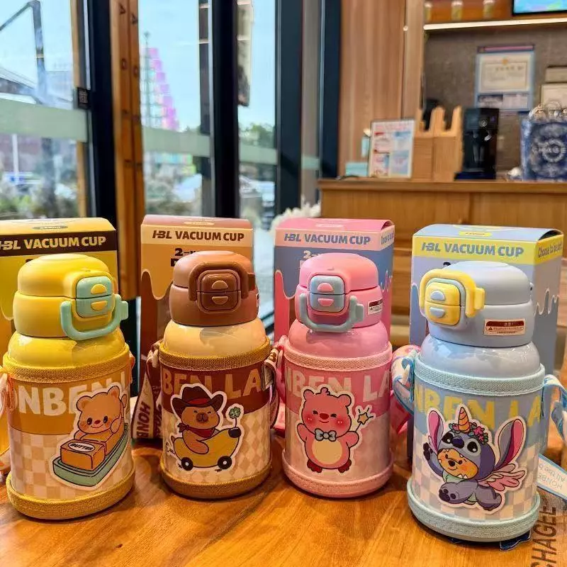 Bình giữ nhiệt cho bé gái bé trai có ống hút tiểu học 500ml 7tuổi 8tuổi 9 10tuổi inox 316 Chống ngã