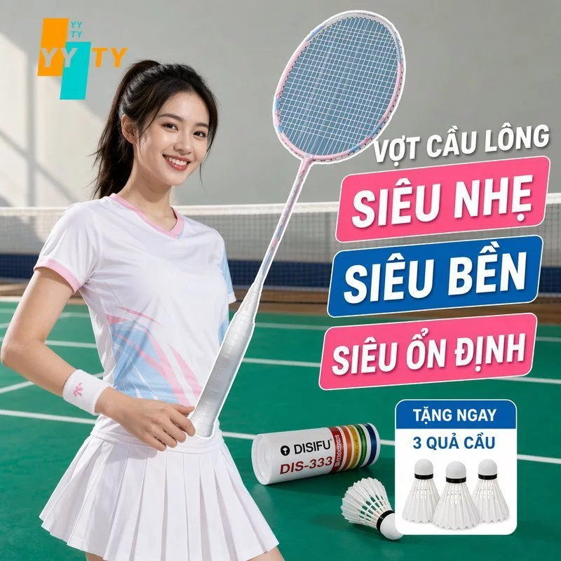 Bộ Vợt Cầu Lông Khung Nhôm Siêu Nhẹ 300g Cán Trung Bình Kèm 3 Quả Cầu Cho Người Mới