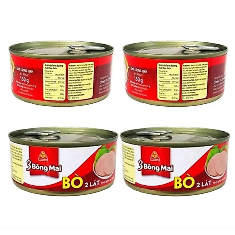 Combo 4 Hộp x 150g Bò 2 Lát 3 Bông Mai Vissan Date 2029 - V31