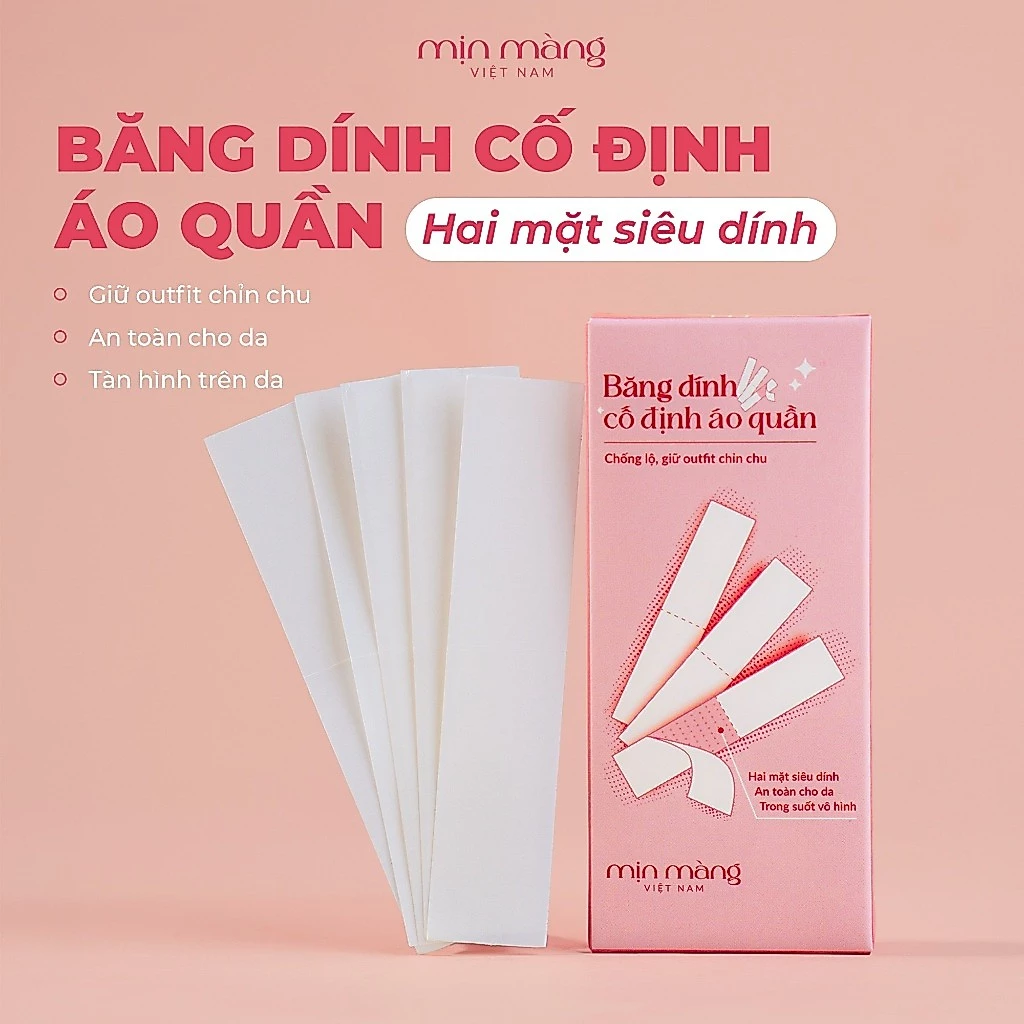 Miếng Dán Cố Định Quần Áo MỊN MÀNG VIỆT NAM Băng Dính Thời Trang 2 Mặt Trong Suốt, Chống Hở