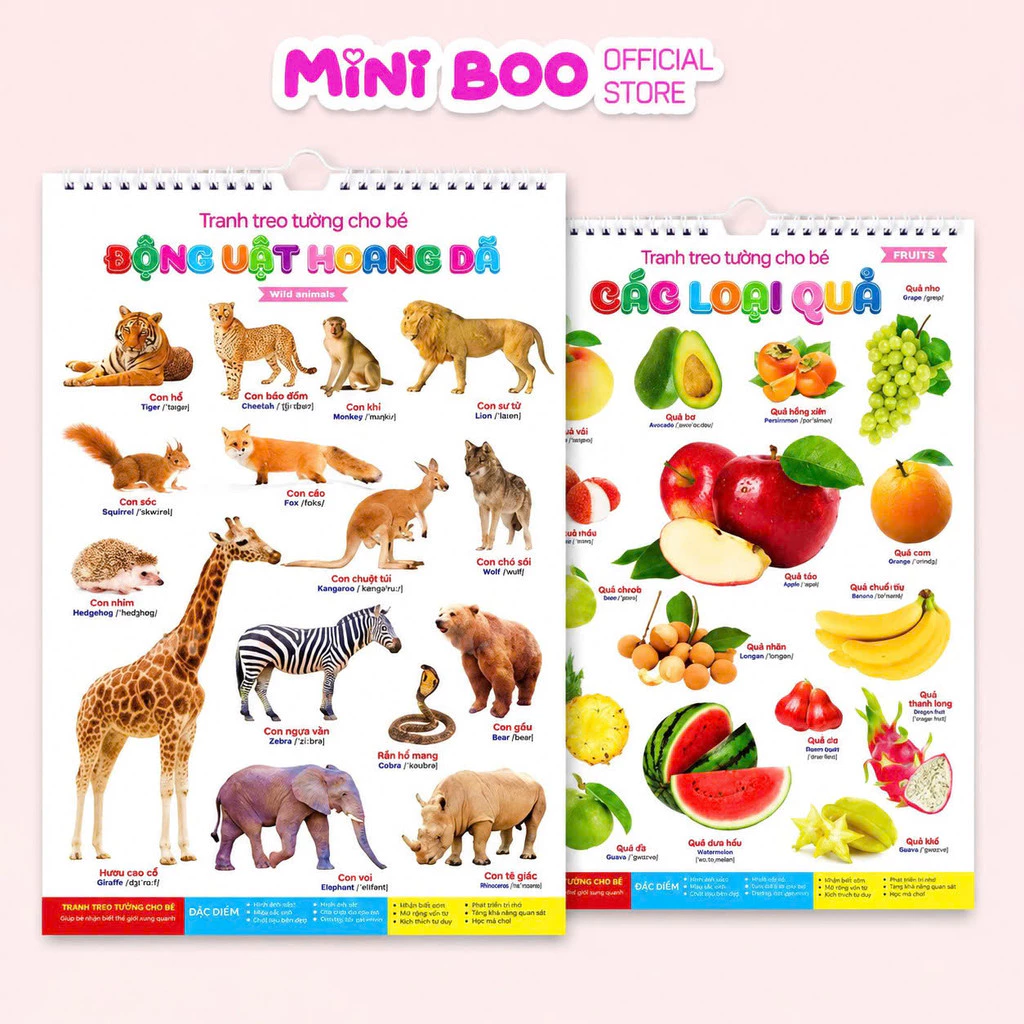 Bộ Tranh Treo Tường Thế Giới Xung Quanh Cho Bé - Bộ 12 Trang Tranh Giáo Dục Little Boo