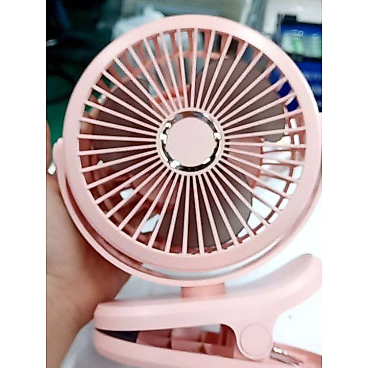 Quạt Tích Điện Để Bàn, Sử Dụng Pin Sạc, Quạt Mini, Kẹp Bàn Chắc Chắn, Xoay 720 Độ - SALE