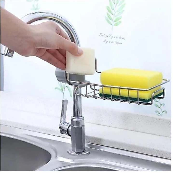 Giá inox treo vòi đựng giẻ rửa bát chén đa năng ,Kệ treo inox 304 Túi treo vòi silicon, Gọn gàng, Tiện Dụng