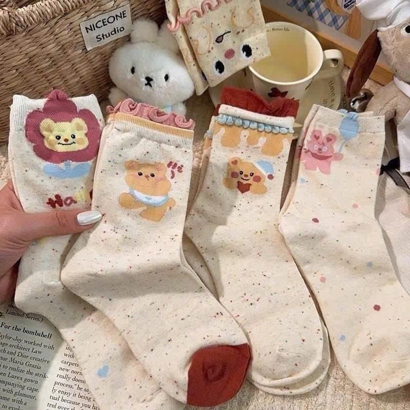Set 10 đôi tất hoạ tiết cute mix đủ hình siêu xinh cho bạn yêu thích sự đáng yêu