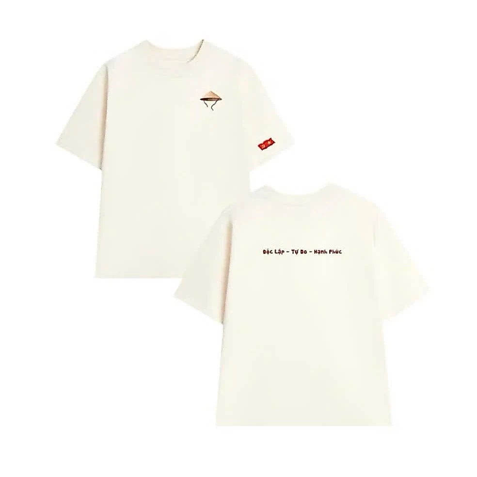 Áo thun UNISEX OVERSIZE form rộng nam nữ in hình NÓN LÁ 3D CỜ  BÚA LIỀM chất Cotton mềm mịn