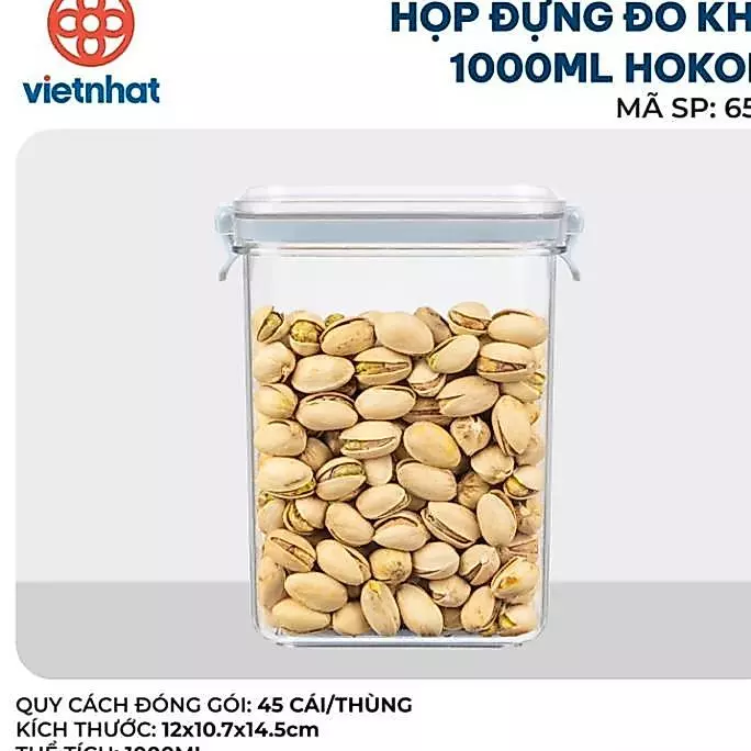 (Xuất VAT) Hộp nhựa đựng thực phẩm khô, hộp đụng sữa, hộp nhựa hút chân không 750ml, 1lit, 1,5lit