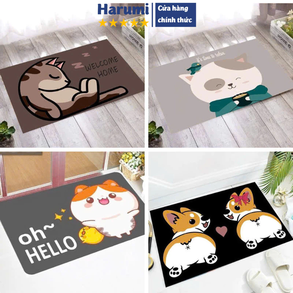 Thảm Nỉ Lau Chân, Thảm Chùi Chân Nhà Bếp Đế Cao Su Chống Trơn Trượt Đa Dạng Mẫu Mã, Thảm Lau Chân