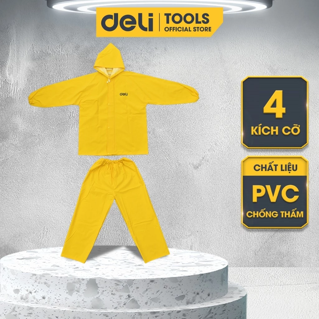 Áo mưa bộ nam nữ thời trang Deli cao cấp, quần áo mưa đi xe chống thấm nước - vải PVC dày dặn
