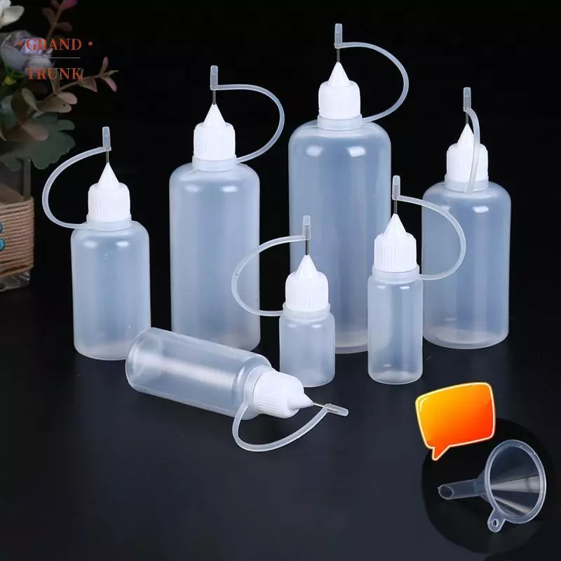 [INVN] 2 / 5 CÁI 5ml 10ml 20ml 30ml 50ml 60ml 100ml PE Nhựa Squeezable Tip Applicator Chai nhỏ giọt có thể đổ lại có đầu kim cho keo Mới