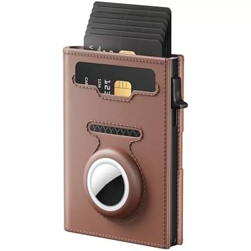 Ví nam có giá đỡ Airtag, Ví RFID dành cho nam Hộp đựng thẻ bật lên, Thông minh, Mỏng, Tối giản, Gấp ba - Dung lượng thẻ 10 + | Cửa sổ ID | Khe cắm tiền mặt | Đóng từ tính, quà tặng cho