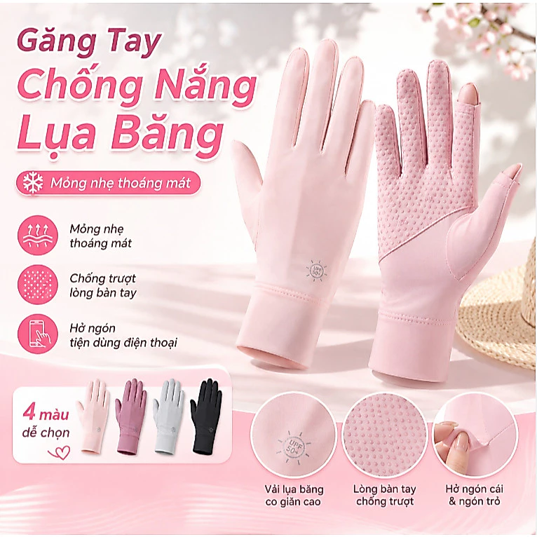 Găng Tay Lụa Chống Nắng Thời Trang Cho Nữ - Mềm Mại Thoáng Mát, Co Giãn Vừa Vặn, Bảo Vệ Da Tay, Đi Làm & Dạo Phố