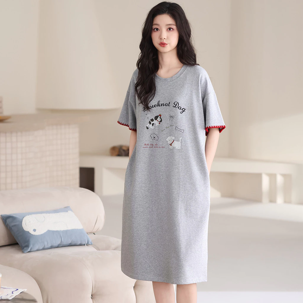 Váy Ngủ Cotton Bộ Đồ Ngủ Nữ Bộ Đồ Váy Mùa Hè Tay Ngắn Đồ Ngủ Người Phụ Nữ C