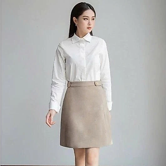 Chân Váy Nữ JASEY Dáng A Cạp Cao Che Bụng Phối Khuy Thanh Lịch Chất Dạ Mịn Mềm Mại 5534