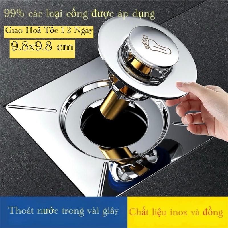 Nắp Cống Inox 304 Lõi Đồng (Nhà Tắm Nhà Vệ Sinh) - Ngăn Mùi Cống Thoát Nước, Ngăn Côn trùnġ Rán - Rết [ngocanhngocanh98]