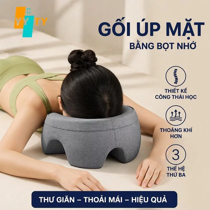 gối úp mặt gối massage mút nhớ thoáng khí công thái học nằm sấp spa thẩm mỹ viện thư giãn