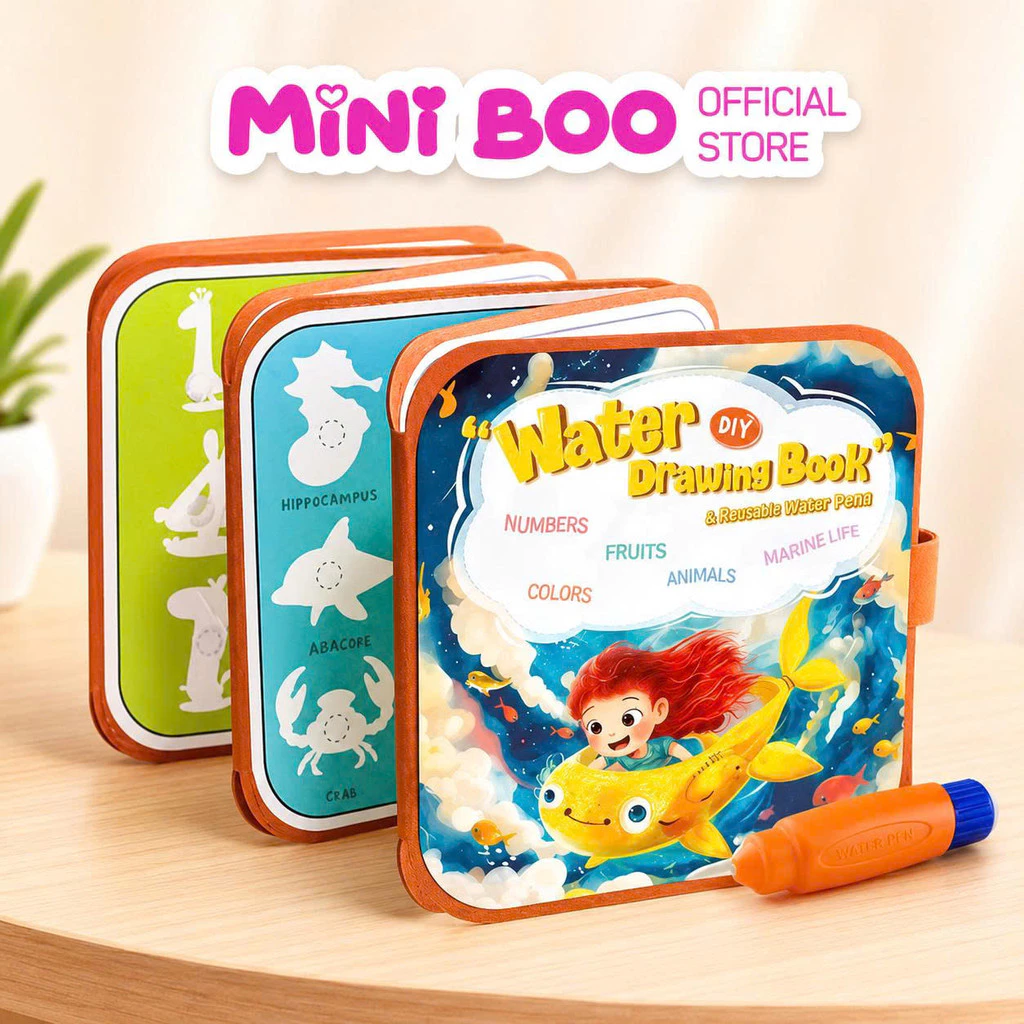 Bộ Tranh Tô Màu Nước Ma Thuật Kèm Miếng Dán Học Liệu Nhiều Chủ Đề An Toàn Cho Bé Little Boo