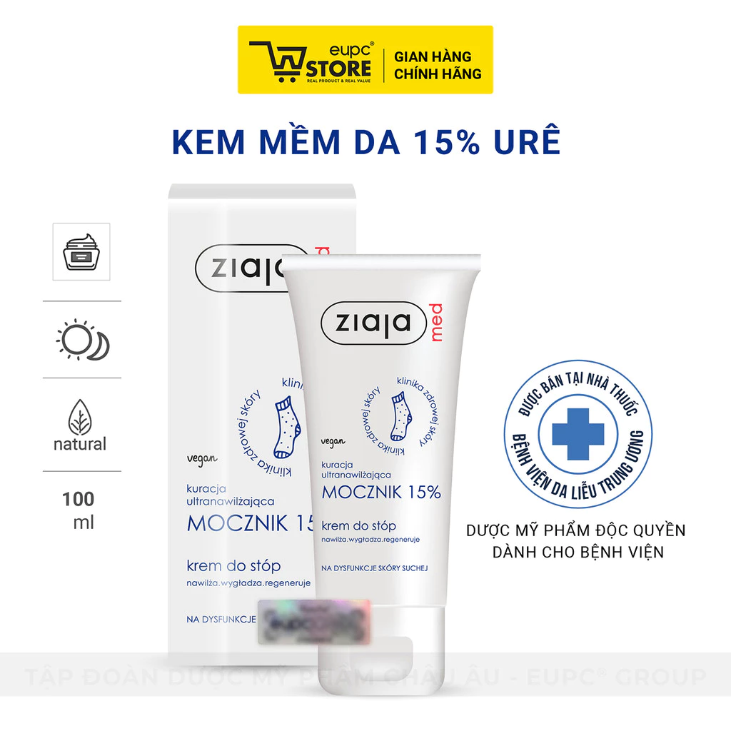 Kem Mềm Da 15% Urê Ziaja Med 100ml Làm Dịu Dưỡng Ẩm, Giảm Khô, Thô Ráp Và Nứt Nẻ Da EUPC STORE