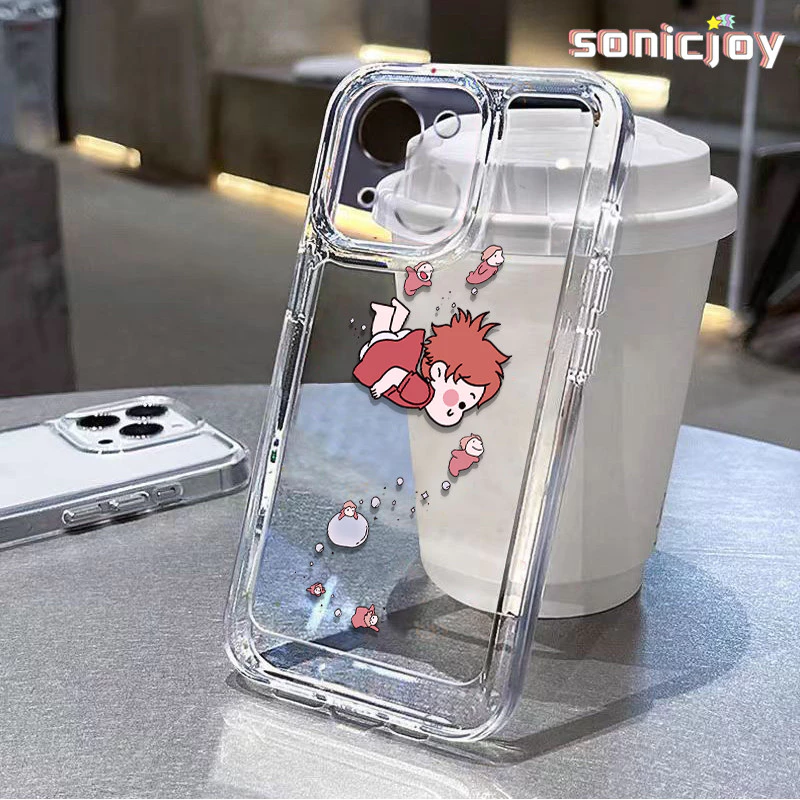 Ốp Điện Thoại Ponyo Dễ Thương Thích Hợp Cho IPhone 11 12 13 14 15 16 Pro Max X XR XS Max 7Plus 8Plus Ốp Silicon Trong Suốt Thời Trang-SY