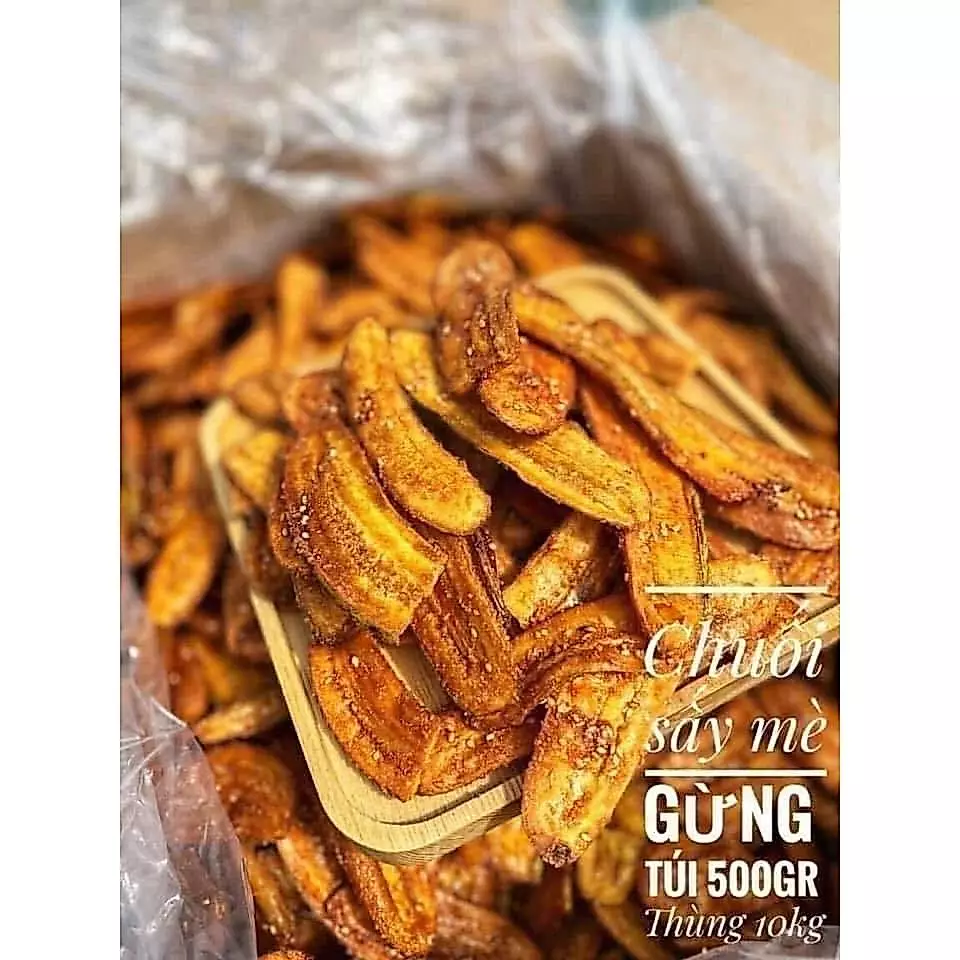 500gr Chuối Sấy Mè Gừng Thơm Giòn Siêu Ngon