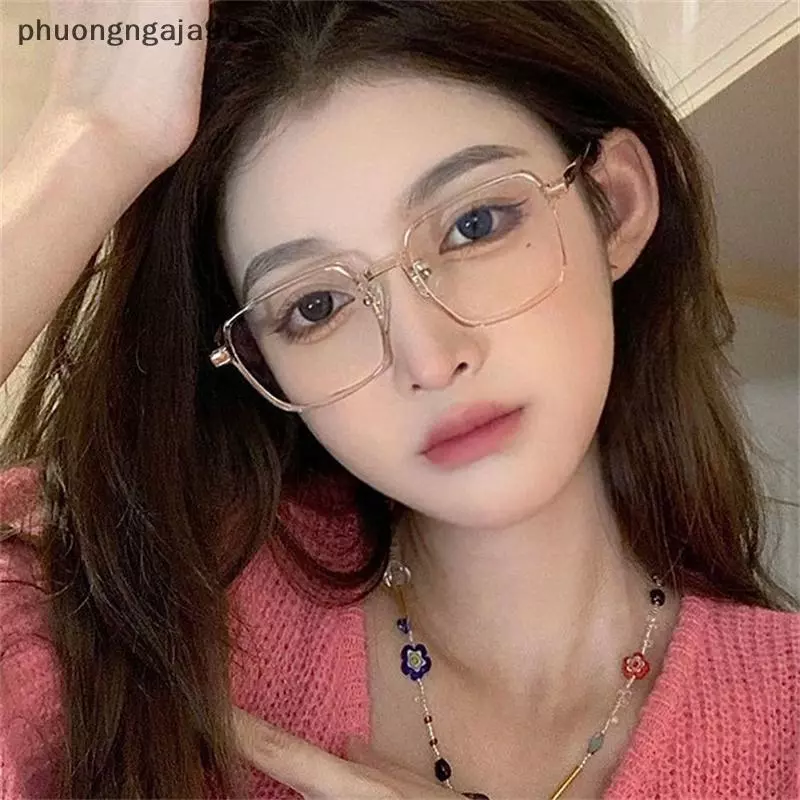 Thời Trang Quảng Trường Chống Ánh Sáng Màu Xanh Kính Siêu Ánh Sáng Trong Suốt Khung Cho Phụ Nữ Menputer Bảo Vệ Mắt Kính